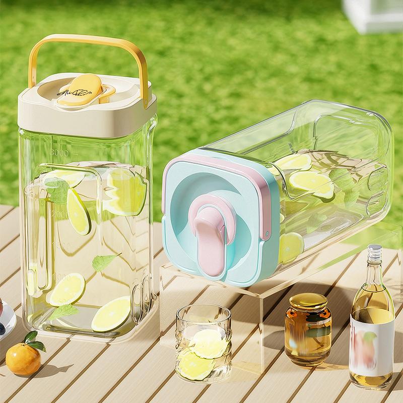 2/2.5/3.5L Cold Water Kettle with Faucet Plastic Drink Dispenser for Refrigerator Fruit Tea Bucket Liquid Beverage Container