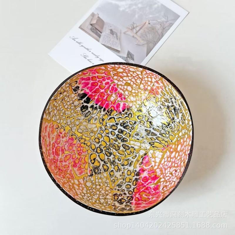 Vietnamese Coconut Shell Bowl Decorative Serving Dish Snacks Nuts Candy Home Decor Storage