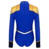 Children‘s Circus Themed Leotard Sparkly Rhinestones Long Sleeve Tassel Shoulder Pads Contrast Color Bodysuit for Stage Performance