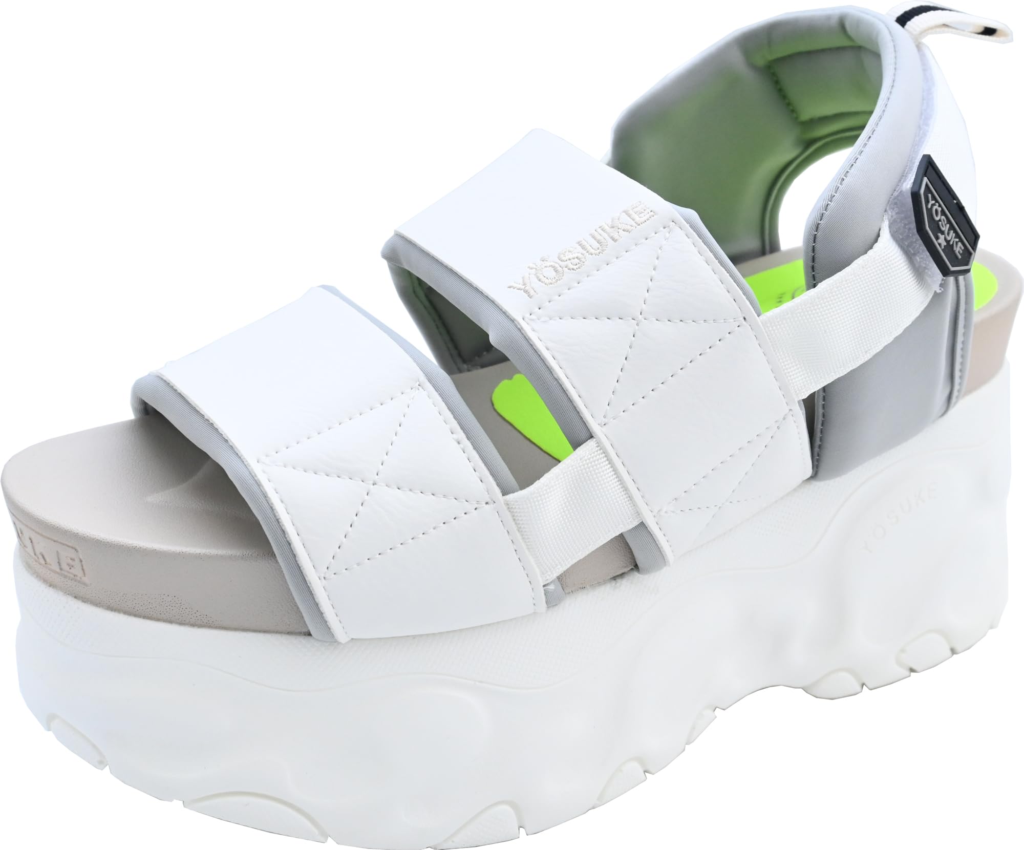 

Yosuke Women s White Combination Sandals, Size 24.0 cm, 2810134