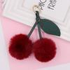 Cherry Plush Fur Ball Keychain for Women - Bag, Backpack, and Car Ornament
