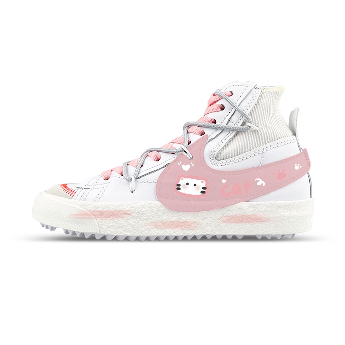

Nike Blazer Mid top Skateboard Shoes Unisex White Pink DD3111-100(Team1281-) 40.5