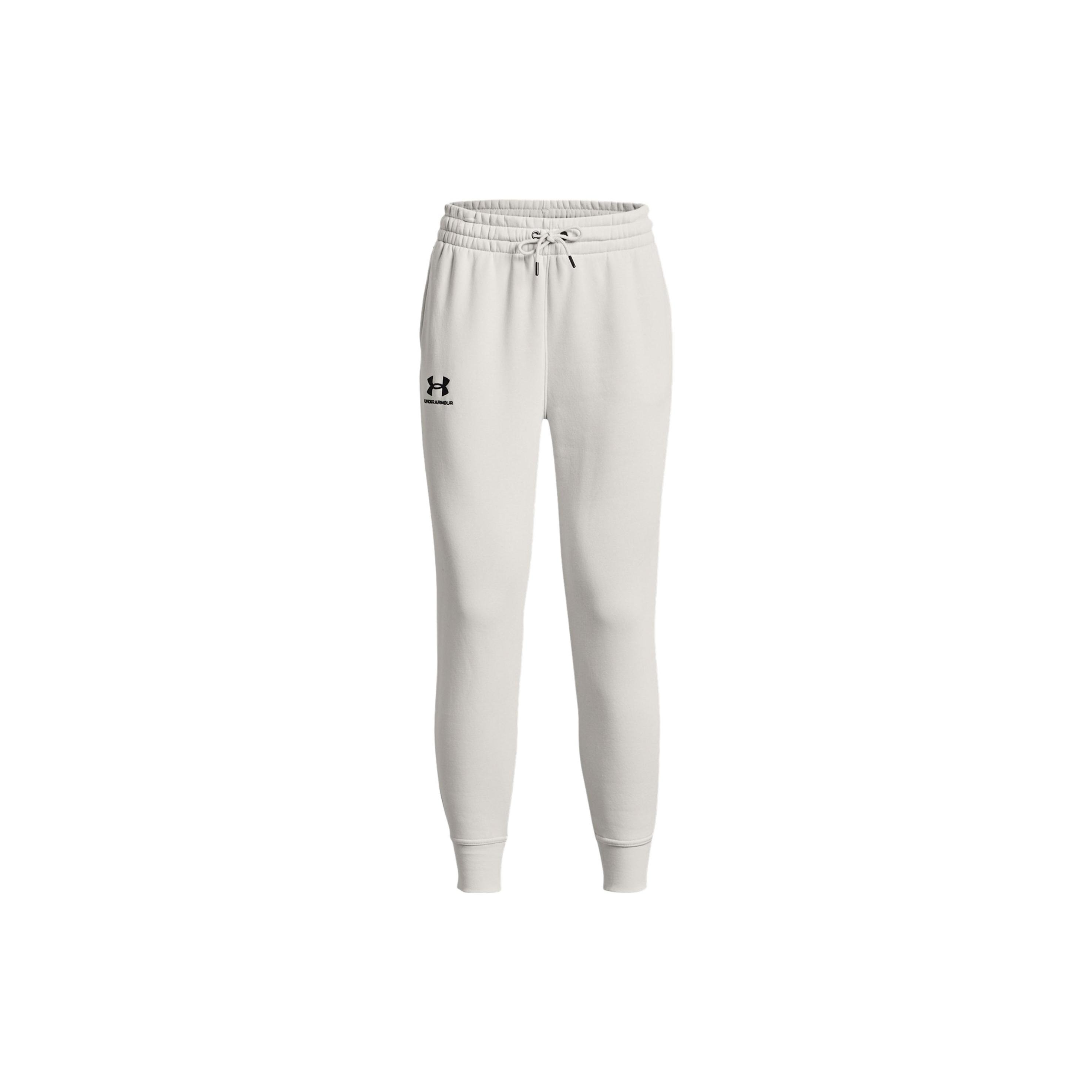 (WMNS) Under Armour Essential Fleece Tapered Pants White Black Women s 1379443-114 L