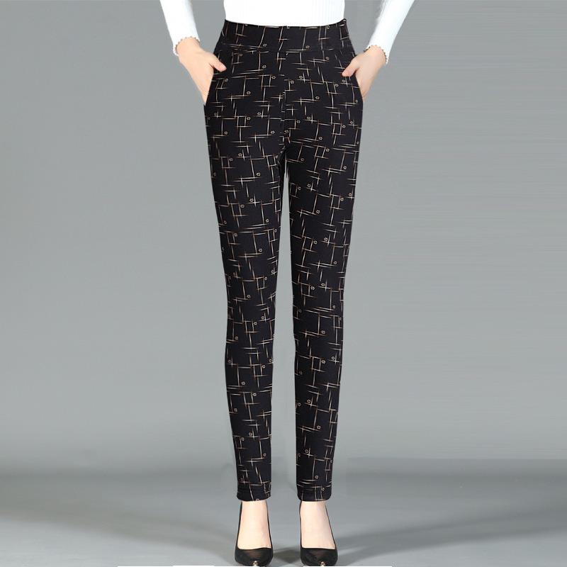 Thickened High-waisted Cotton Pants, Female Grandma Pants, Winter Outer Wear Leggings, Medium and Old Mother Warm and Slim Body Pants