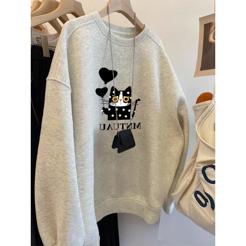 

Crew neck sweater autumn and winter new retro velvet thickened women s clothing comfortable and warm male ruffian handsome XXXXL