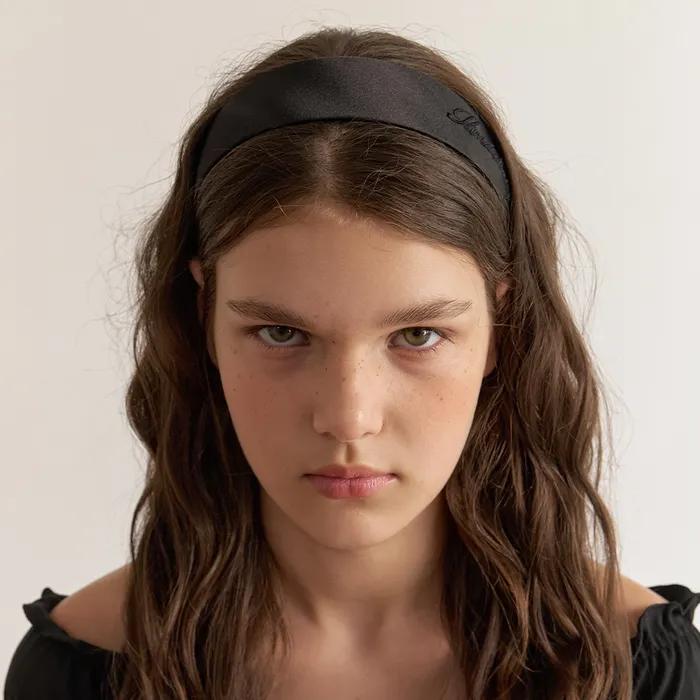 classic satin hairband - black