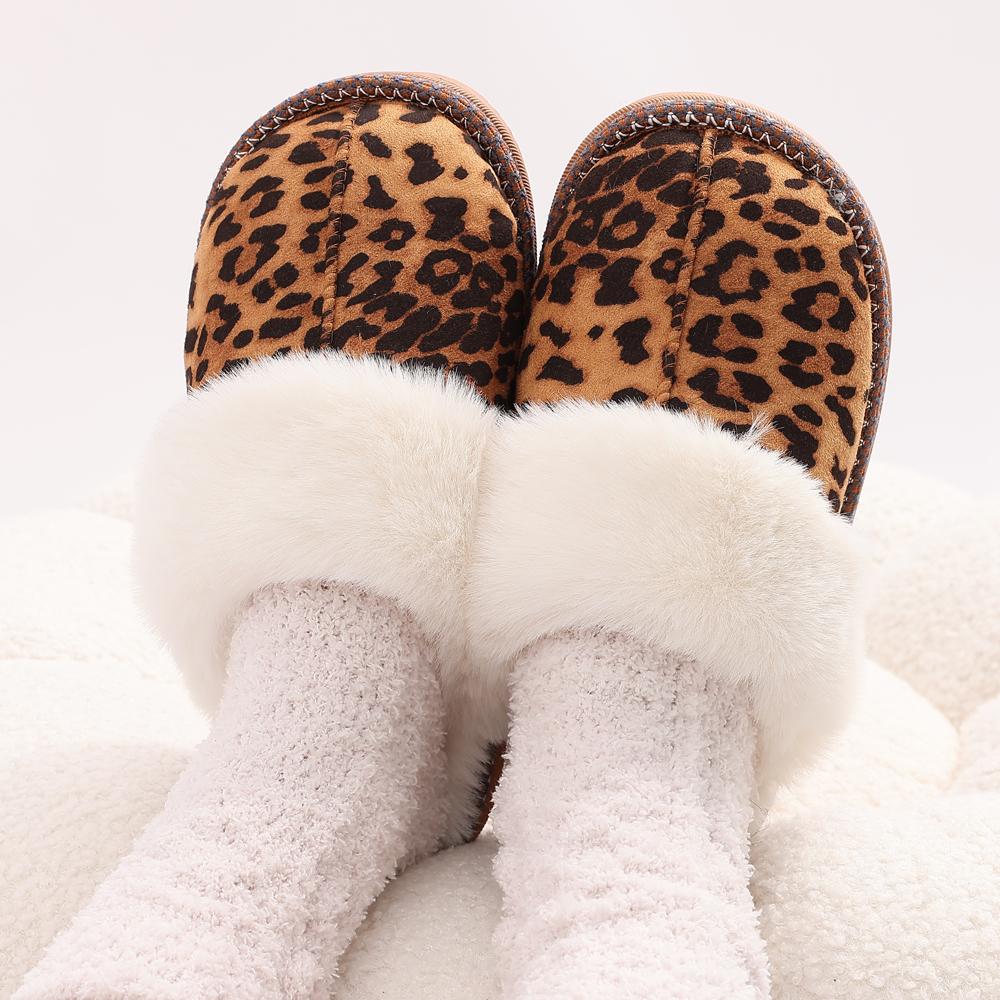 Fashion Kidmi Fashion Fuzzy Cotton Slippers For Women Indoor Non-slip Faux Fur Collar Fluffy Slides Winter Soft Cozy Plush House Shoes