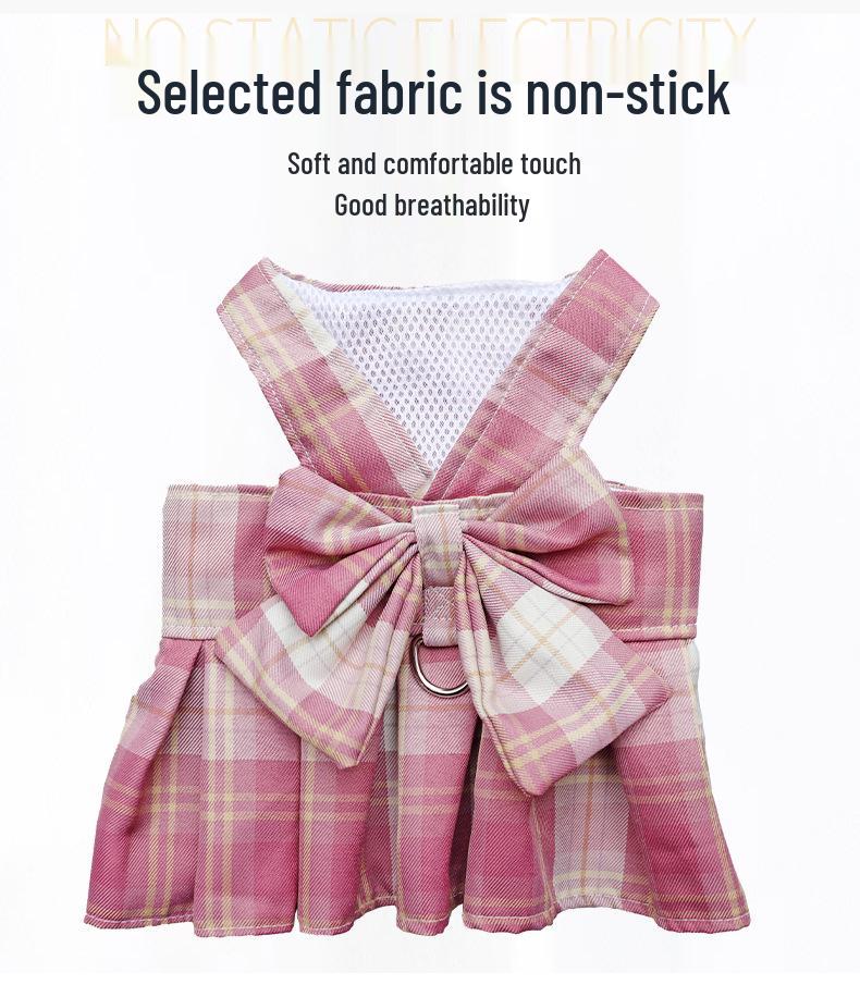 Pet Plaid Skirt Vest Harness & Leash Set for Dogs & Cats