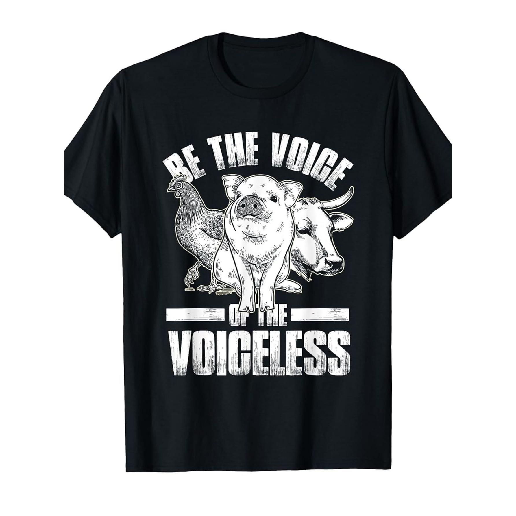 

Be The Voice For Voiceless Cow Pig Chicken Vegan Graphic Tee Men s Fashion Short Sleeve T-Shirt - Men s Summer Cotton Graphic... S разноцветный