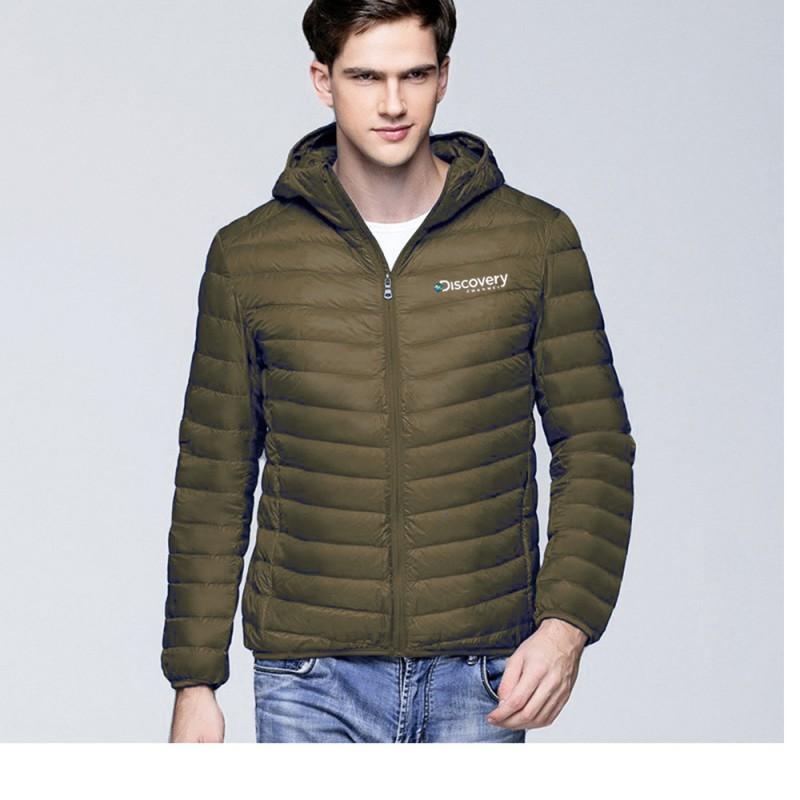 Mens Lightweight Hooded Stand Collar Short Cotton Jacket Casual Winter Portable Coat