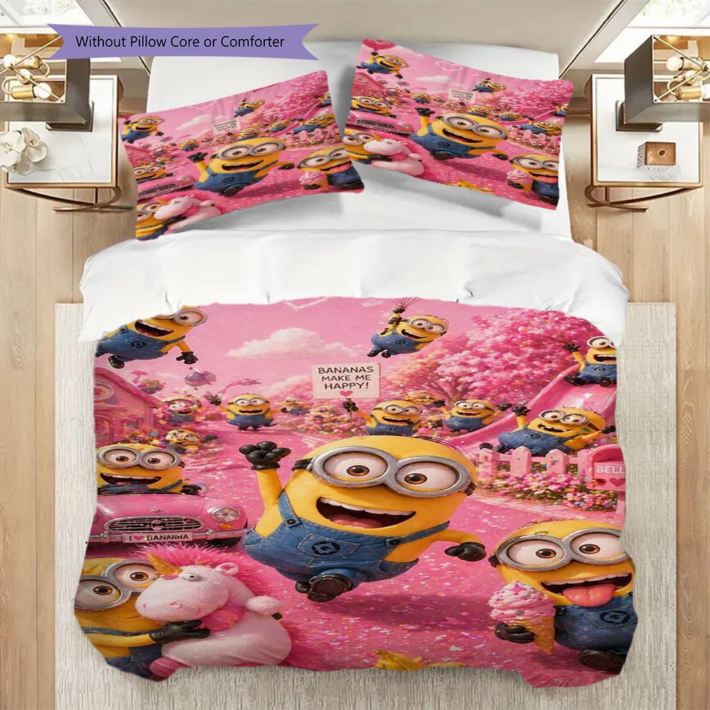 Despicable Minions Wallpapers Threepiece Set 1 Duvet Cover 2 Pillowcase Without Core Duvet Cover And Pillowcase Christmas Birthday Gift
