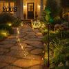 Nature Inspired Outdoor Ornaments Solar Frog Garden Stake Light, Watering Can Shadow Projection Lamp with Metal Landscape Lighting Waterfall LED, Yard