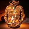 Men's Casual Hooded Long Sleeve Top with Halloween Print for Holiday Events