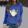 Women's Fashion Long Sleeve Halloween Print Round Neck Sweatshirt Top