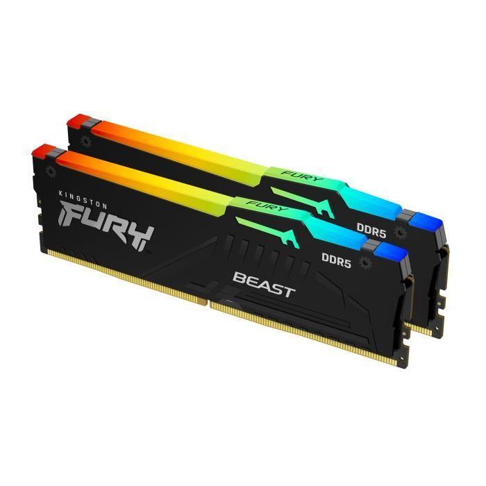 Mémoire Vive KINGSTON 64Go DDR5 6400MT/s CL32 DIMM Kit of 2 FURY Beast RGB EXPO