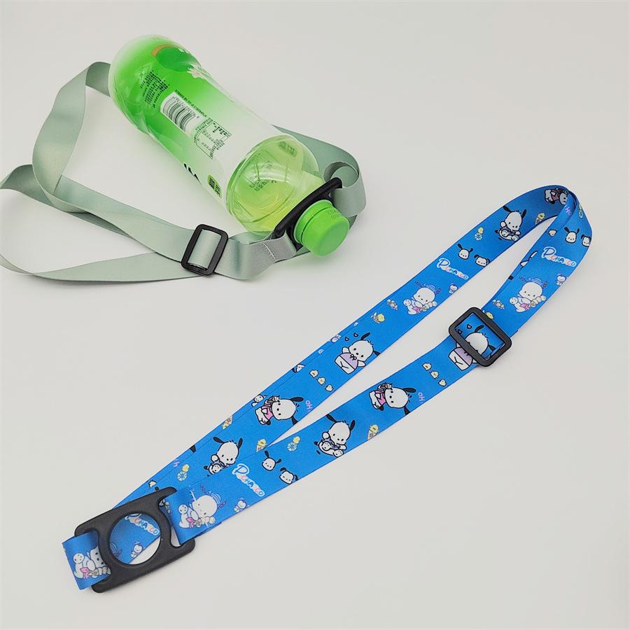 Cute Cartoon Portable Crossbody Water Bottle Strap with Buckle - Polyester Lanyard for Thermos Cups