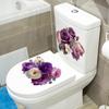 Fashion Fresh Wind Purple Pink Flower Toilet Stickers Bathroom Self-Adhesive Decoration