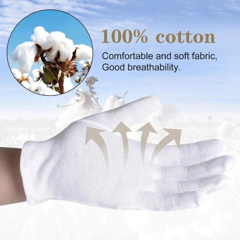 5pairs Household Cleaning Tools Soft Cotton Work Gloves for Dry Hands Handling Film SPA Gloves Ceremonial High Stretch Gloves