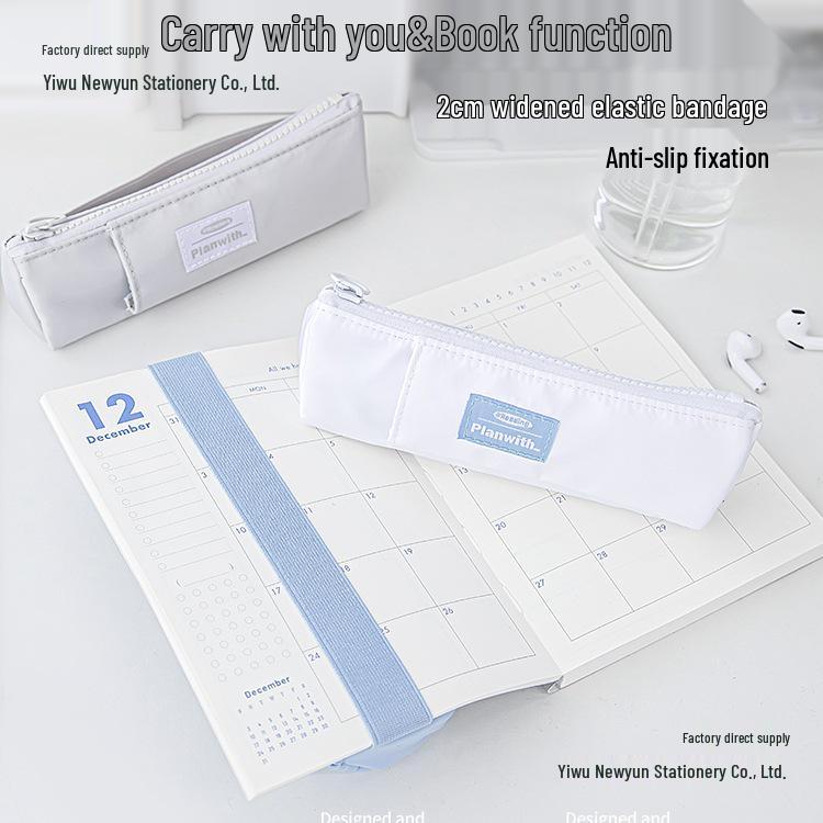 Bärbart Krämblått Pennskrin för Studenter - Liten Kapacitet, Minimalistisk Stil