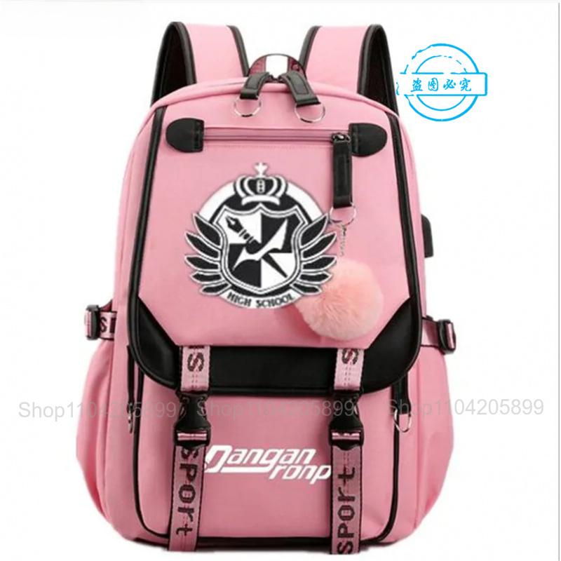 Zaino Danganronpa Anime Mochila Cartella Scolastica Studente Porta USB Borse da Viaggio Laptop Messenger Bag Grande Casual Regalo