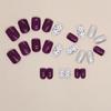 Detachable Short Round False Nails Purple Slices Holiday Party Fake Nails French Full Cover Nail Tips for DIY