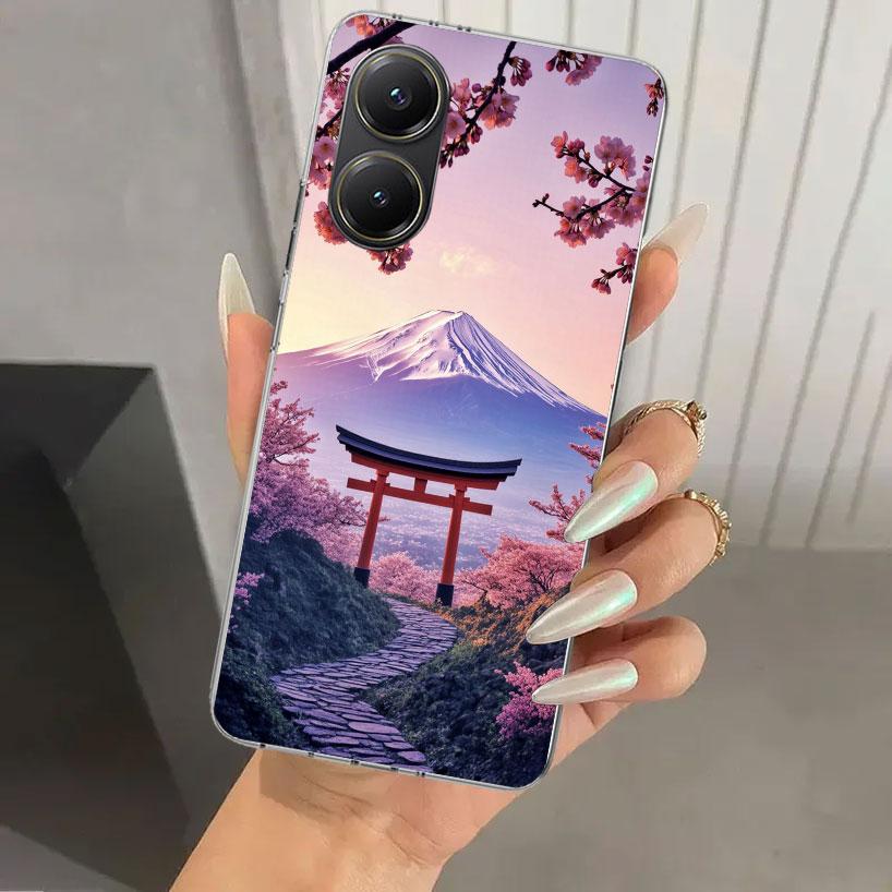Japanese Cherry Mount Fuji Phone Case for Xiaomi Poco X5 X6 X7 Pro F7 Ultra M7 Redmi 15 15C 13 13C 12 12C 10 10A 10C 9 9A 9C 9T