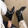 Fashion Women Pointed Toe Mid Calf Chelsea Boots Designer Wedges Oxford Shoes 2024 Walking Goth Dress Shoes Winter Mujer New Zapatillas