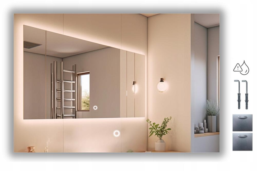 Lustro Podświetlane Led 90X50 Wodoszczelność Ip65 Z Włącznikiem Dotykowym