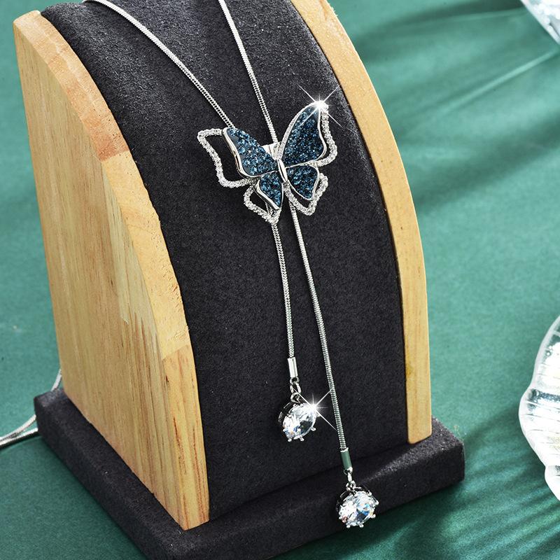 Clothes Versatile Butterfly Sweater Chain Autumn And Winter Simple Long Decorative Necklace Female Bow Tide