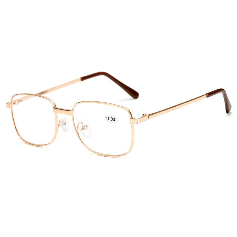 Reading Glasses Men Metal Rectangular Corrective Eyewear Frame Vintage Women Unisex Eyewear Optical Spectacles Male Goggle +1.00