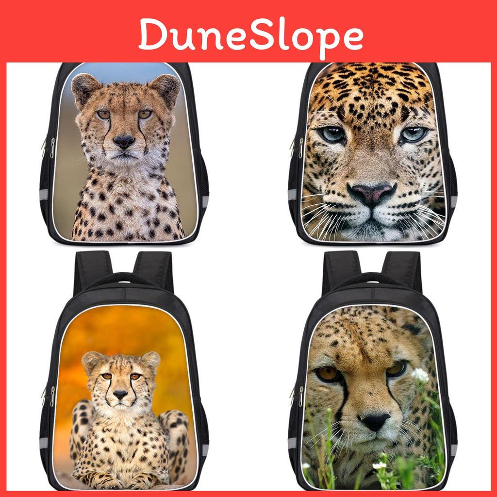 Zaino in Tessuto Oxford Leggero ad Alta Capacità per Bambini Scuola Stampa Leopardo