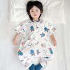 Breathable Baby Cotton Sleep Bag with Short Sleeves - Anti-kick One-piece Pajamas for Spring/Summer