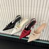 Niche French High Heels Thin Heel Bag Head Sandals Fairy Shoes 2025 Spring Temperament Pointed Bow Nude Shoes