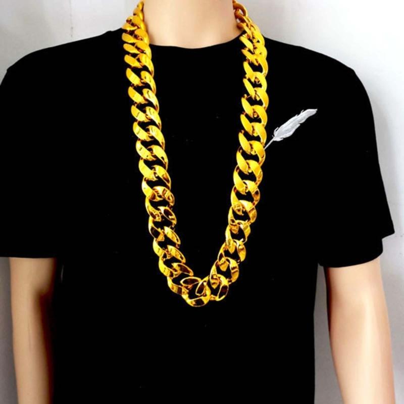Plastic Big Chunky Chain Necklace 90s Hip Hop Gold Costume Necklace Photography Props Rapper Hip Hop Accessory Jewelry
