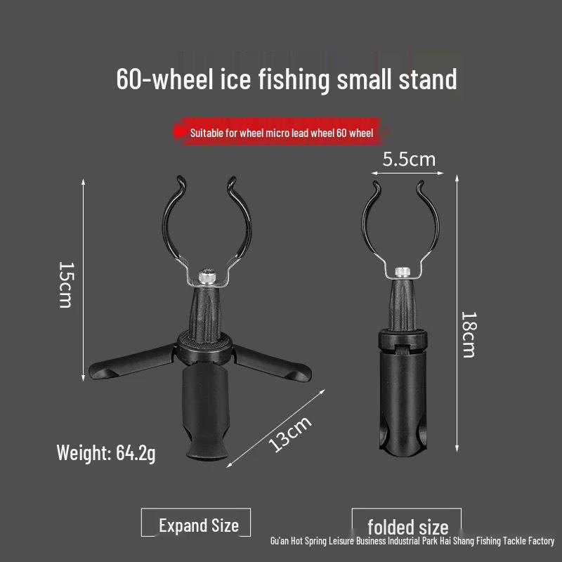 Portable Foldable Ice Fishing Rod Holder with Reel Seat - No Disassembly Needed