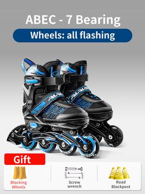Kids Adult Universal 4 Wheel Inline Skates Hard Shell LED Glowing Wheels Adjustable Size Outdoor Roller Blades