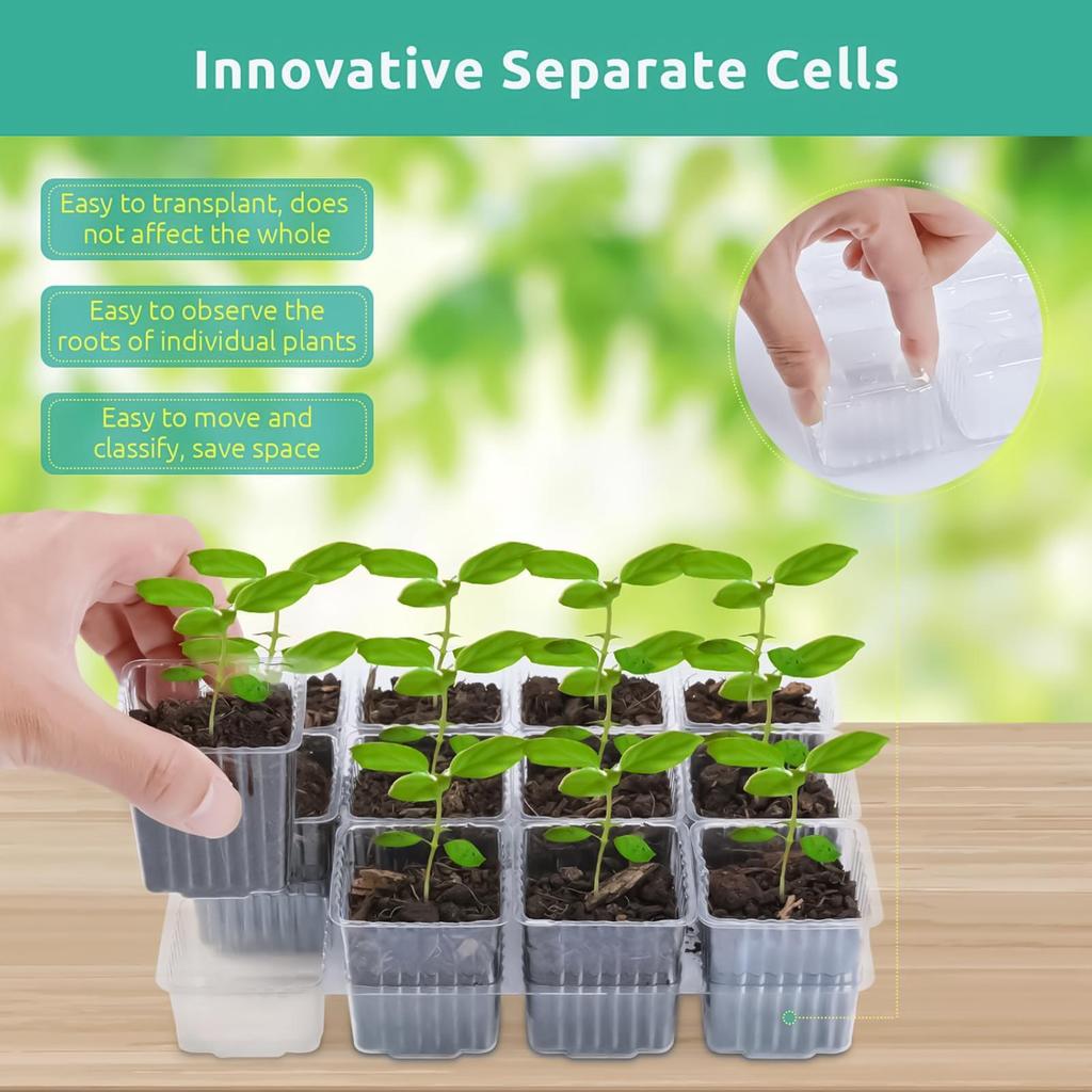 7pcs Seedling Starter Trays Set 84 Seedling Grids Propagation Trays With Humidity Dome Seedling Propagation Cells With Cover
