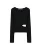 Sailpeulei Slit Long Sleeve Knit Top / Black