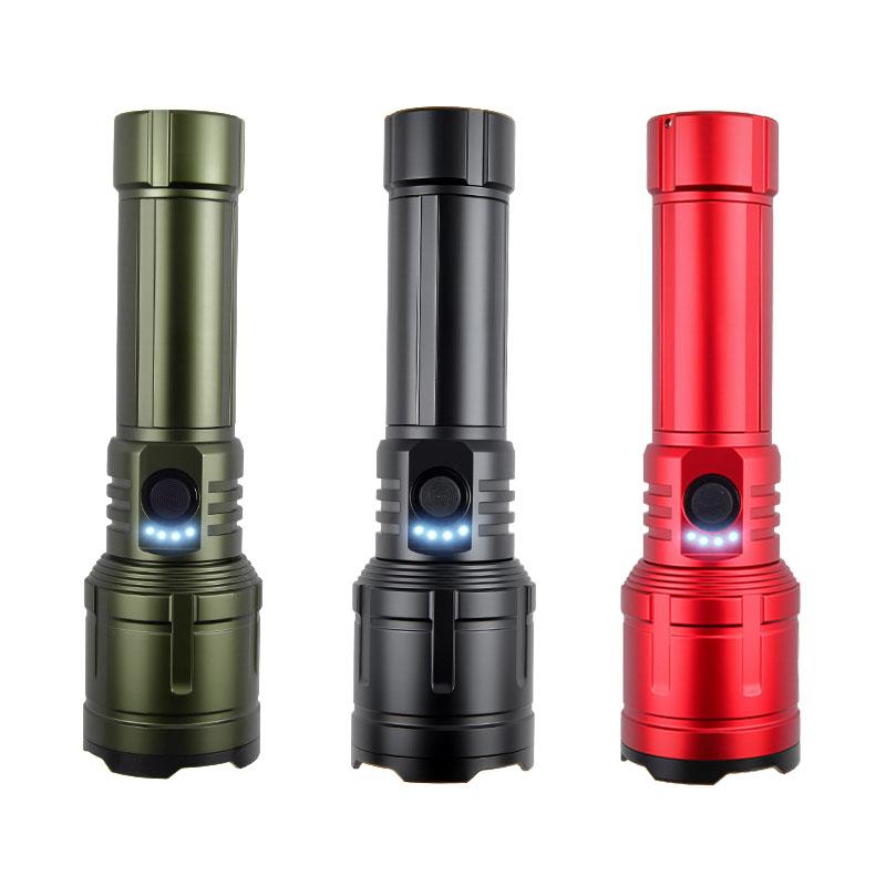 Ultra bright LED alloy flashlight with ultra-high wick illumination and rechargeable searchlight for camping emergency lighting, battery free