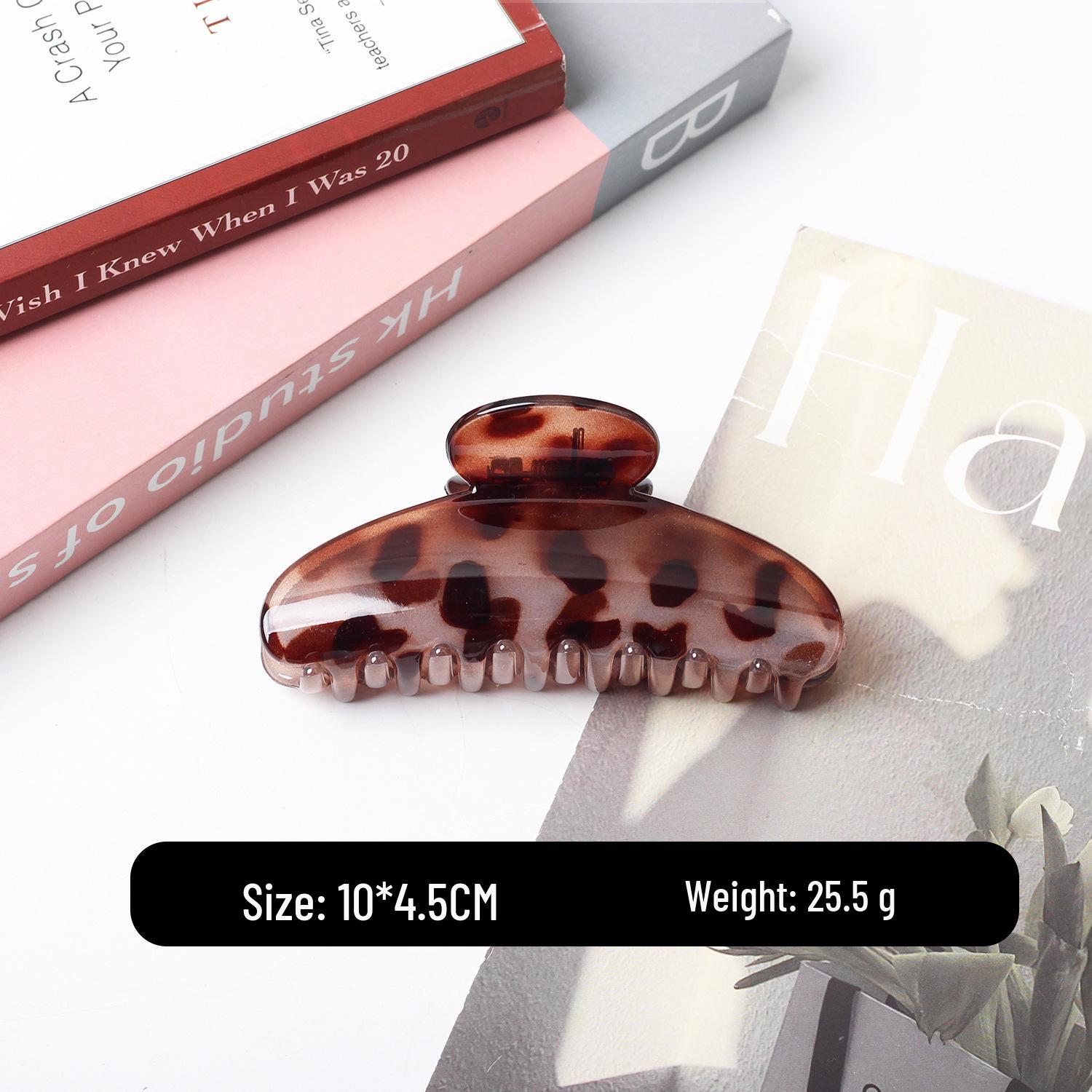 

Полукруглая заколка-акула с леопардовым принтом - Модный аксессуар большого размера