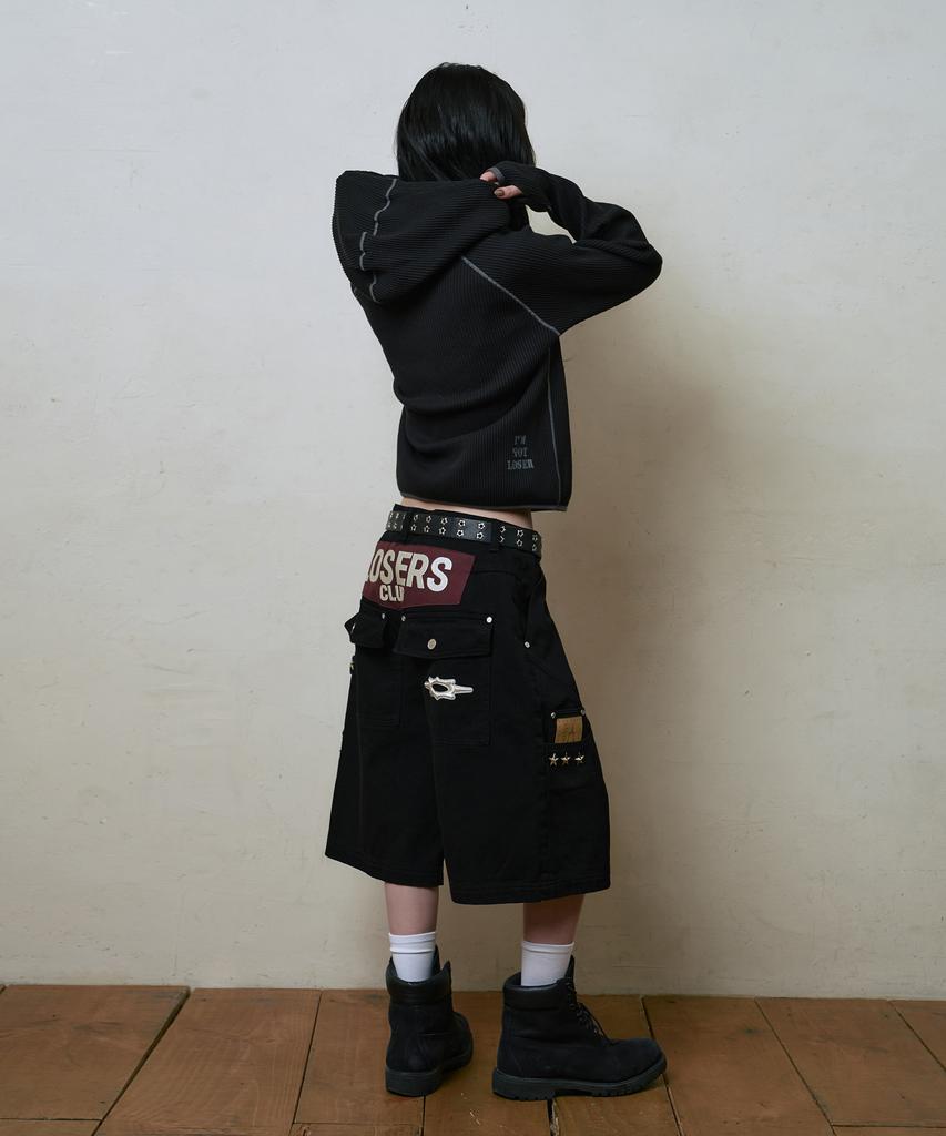 Lujeoseukeulleob Lc Logo Applique Bermuda Cotton Pants Black