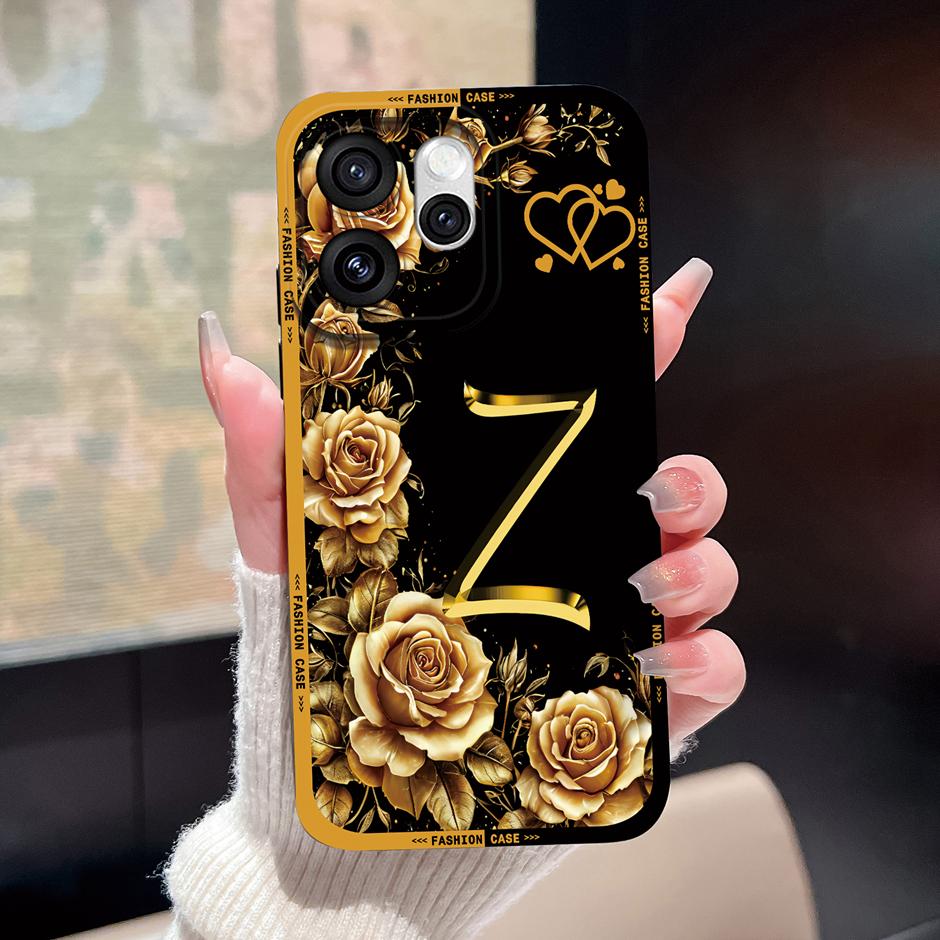 

For Oppo Reno15 Pro Reno15 F Cases Luxury Rose 26 Letters Shockproof Silicone Cover For OppoReno15F Fundas OppoReno15 Pro Bumper Oppo Reno15 F