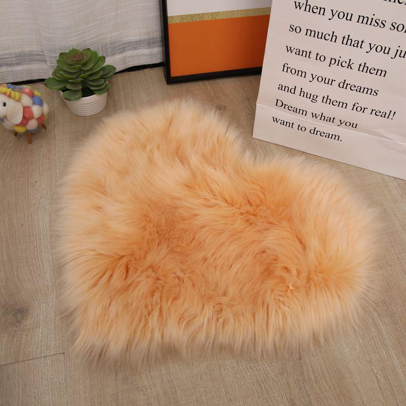 Large Red Heart-Shaped Faux Wool Plush Carpet Floor Mat