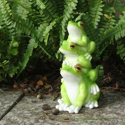 1 Stück entzückende Frosch-Paar-Statue - Skurrile Gartendekoration für Hof, Rasen, Veranda, Balkon, Terrasse Außenbereich - Handgefertigt,