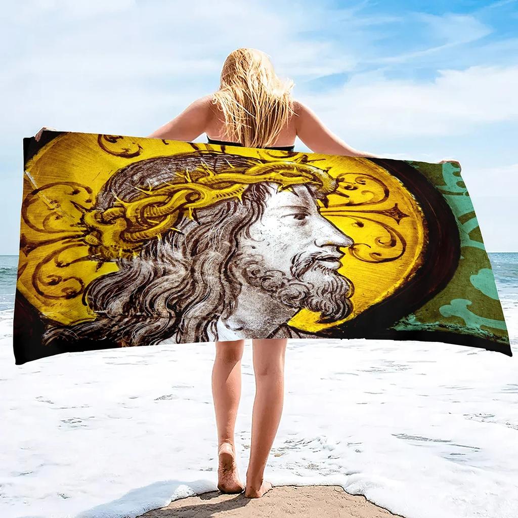 Christianity Buddhism Large Beach Towel Lightweight Pool Towels Quick Dry Bath Towel Ultra Soft Super Water Absorbent Pool Throw