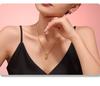 18k Gold-Plated Titanium Steel Geometric Zircon Pendant Necklace - European & American Fashion Style