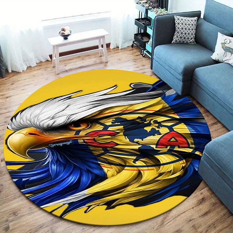 Club de Futbol América Round Area Rug,Carpet Rug for Living Room Bedroom Sofa Playroom Decor,Non-slip Floor Mat