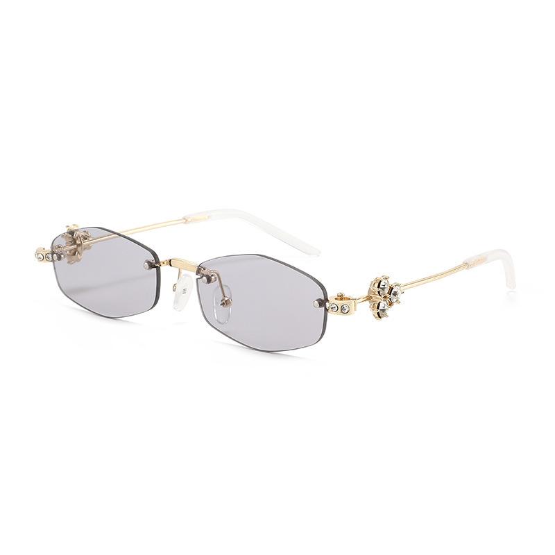 Rimless Glasses, Trimmed Diamond-Set Polygonal Sunglasses, Sunglasses, Plain Tide Flat Glasses.