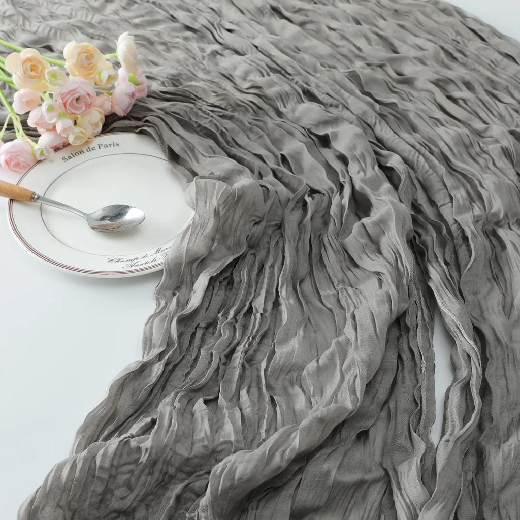 Wedding Pink Gauze Table Runner Semi-Sheer Vintage Cheesecloth Table Setting Dining Party Christmas Banquets Arches Cake Decor