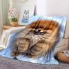 1Pc Pomeranian Snowy Scene Flannel Blanket, Soft And Comfortable, Casual Warm, Camping Travel, Christmas, Halloween Xmas Gift. Eg113